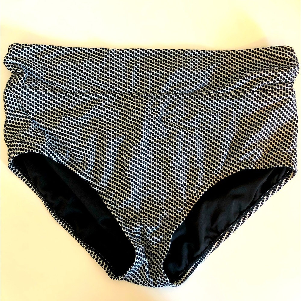 White and Black Polka Dot High Waste Plus Swim Bottoms